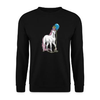 Unicorn Balloon - Unisex Sweatshirt - black - Front - Alina (178cm) & Michal (187cm)