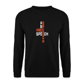Freie Meinungsäußerung Wortkunst Design - Unisex Pullover - Schwarz - Vorne - Alina (178cm) & Michal (187cm)