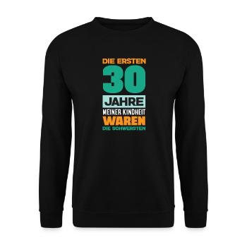 Funny 30th birthday gift - Unisex Sweatshirt - black - Front - Alina (178cm) & Michal (187cm)