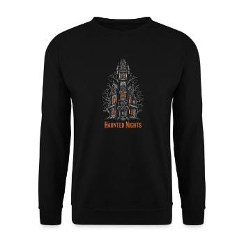 Haunted Nights Haunted House Halloween Spooky - Unisex Sweatshirt - black - Front - Alina (178cm) & Michal (187cm)