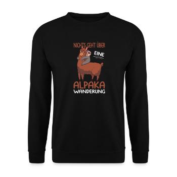Wandern Sprüche Wanderer Wanderoutfits - Unisex Pullover - Schwarz - Vorne - Alina (178cm) & Michal (187cm)