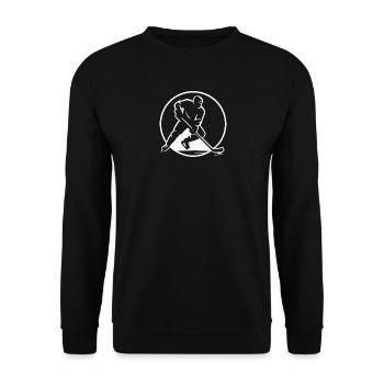 Circle Hockey Silhouette Emblem - Unisex Sweatshirt - black - Front - Alina (178cm) & Michal (187cm)