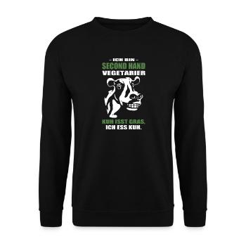 La vache végétarienne mange de l’herbe Je mange de la vache - Sweat-shirt Unisexe - noir - Devant - Alina (178cm) & Michal (187cm)