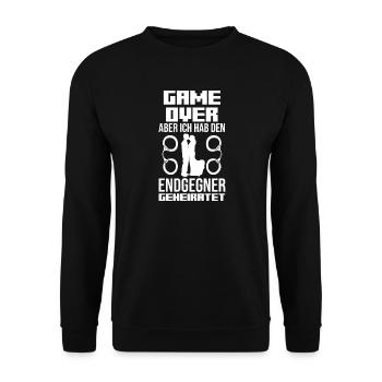 Bräutigam Polterabend Junggesellenabschied - Unisex Pullover - Schwarz - Vorne - Alina (178cm) & Michal (187cm)