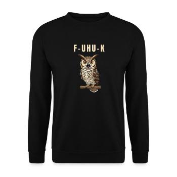 Uhu Eule Lustig Wortspiel Spruch Humor Vogel - Unisex Pullover - Schwarz - Vorne - Alina (178cm) & Michal (187cm)