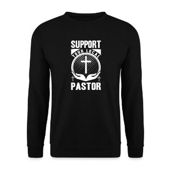 Pfarrer Kostüm Pastor Kleidung Gottesmann - Unisex Pullover - Schwarz - Vorne - Alina (178cm) & Michal (187cm)