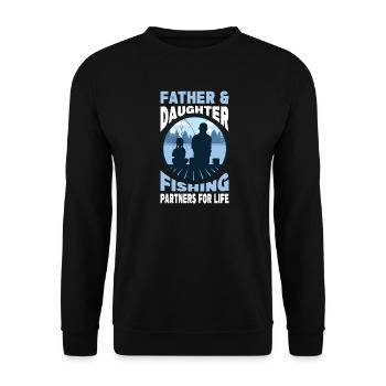 Pêche Père et Fille - Organisation Partenaire pour la Vie - Sweat-shirt Unisexe - noir - Devant - Alina (178cm) & Michal (187cm)