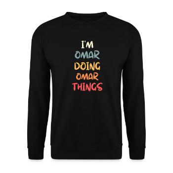 Omar Name Omar Personalized Name First Given - Sweat-shirt Unisexe - noir - Devant - Alina (178cm) & Michal (187cm)