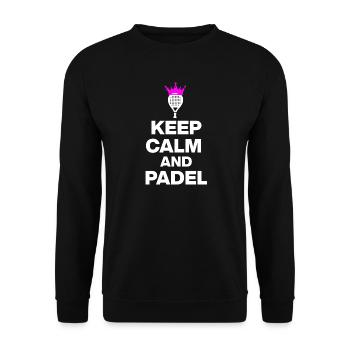 RESTEZ CALMES ET PADELEZ ! ÉCLATEZ LE PADEL FANS ET LE SPORT - Sweat-shirt Unisexe - noir - Devant - Alina (178cm) & Michal (187cm)