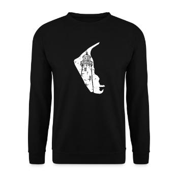 Amrum North Sea Lighthouse Silhouette Grunge - Unisex Sweatshirt - black - Front - Alina (178cm) & Michal (187cm)
