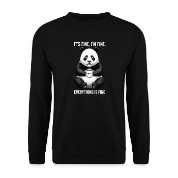 Its Fine In Fine Coffee Panda Humor - Unisex Sweatshirt - black - Front - Alina (178cm) & Michal (187cm)