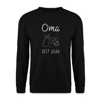 Oma seit 2026 Geschenk für Muttertag - Unisex Pullover - Schwarz - Vorne - Alina (178cm) & Michal (187cm)