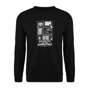 Schreektalk statt Smalltalk Horror Design - Unisex Pullover - Schwarz - Vorne - Alina (178cm) & Michal (187cm)