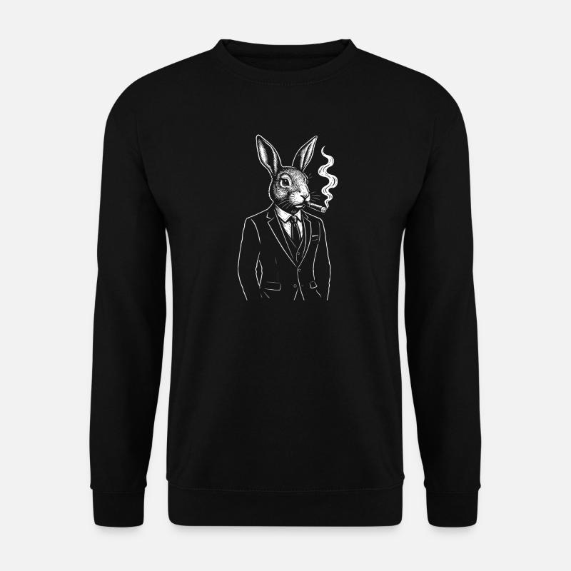 Dapper Rabbit in Suit Smoking - Unisex Sweatshirt - black