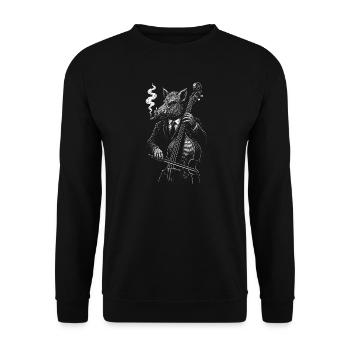 Boar Plays Double Bass in Suit - Unisex Sweatshirt - black - Front - Alina (178cm) & Michal (187cm)