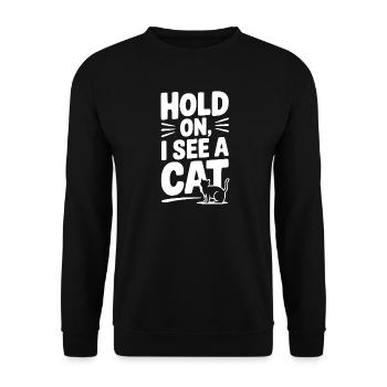 Hold On, I See a Cat - Unisex Sweatshirt - black - Front - Alina (178cm) & Michal (187cm)