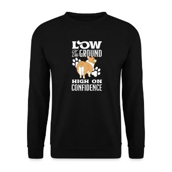 Short Legs, Tall Setting, Corgi - Unisex Sweatshirt - black - Front - Alina (178cm) & Michal (187cm)