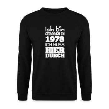 Jahrgang 1978 - Unisex Pullover - Schwarz - Vorne - Alina (178cm) & Michal (187cm)