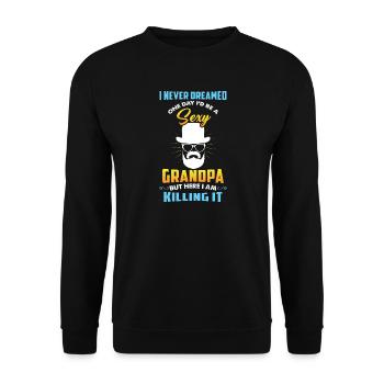 Sexy Grandpa Lustiger Opa Spruch Großvater - Unisex Pullover - Schwarz - Vorne - Alina (178cm) & Michal (187cm)