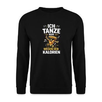 Kalorien-Tanz Pizza Spaß - Unisex Pullover - Schwarz - Vorne - Alina (178cm) & Michal (187cm)