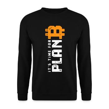 Bitcoin - It's time for Plan B - Krypto Geschenk - Unisex Pullover - Schwarz - Vorne - Alina (178cm) & Michal (187cm)