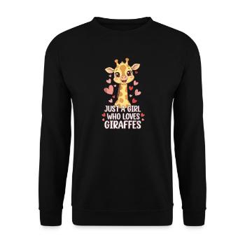 Girl Loves Giraffe Hearts - Unisex Sweatshirt - black - Front - Alina (178cm) & Michal (187cm)