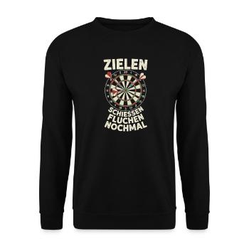 Zielen Schießen Fluchen Noch Mal - Unisex Pullover - Schwarz - Vorne - Alina (178cm) & Michal (187cm)