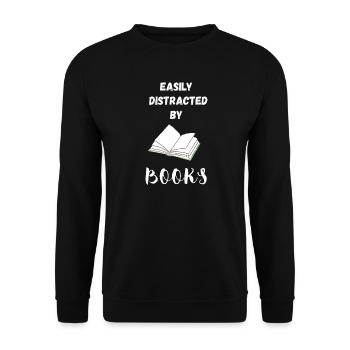 Leicht von Büchern abgelenkt - Unisex Pullover - Schwarz - Vorne - Alina (178cm) & Michal (187cm)