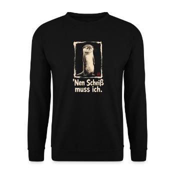 Otter Spruch Nen Scheiß Muss Ich - Unisex Pullover - Schwarz - Vorne - Alina (178cm) & Michal (187cm)