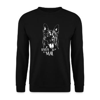 Loved by a Mal Malinois Dog Saying Dogs Wilsigns - Unisex Sweatshirt - black - Front - Alina (178cm) & Michal (187cm)