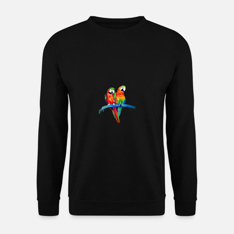 Two macaw parrots on branch - Unisex Sweatshirt - black