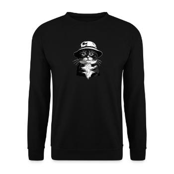 Schwarzweiße Katze Bucket Hat - Unisex Pullover - Schwarz - Vorne - Alina (178cm) & Michal (187cm)