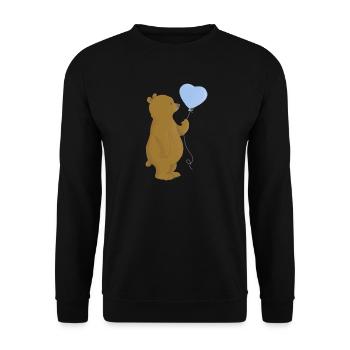 Ours avec ballon coeur bleu - Sweat-shirt Unisexe - noir - Devant - Alina (178cm) & Michal (187cm)