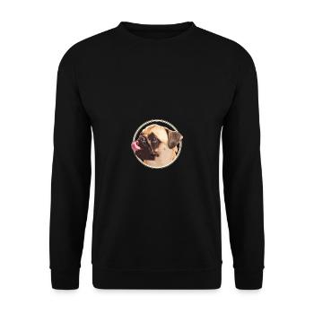 Lustiger Mops - Unisex Pullover - Schwarz - Vorne - Alina (178cm) & Michal (187cm)