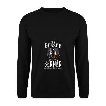 Was ist besser als ein Berner Zwei Berner - Unisex Pullover - Schwarz - Vorne - Alina (178cm) & Michal (187cm)