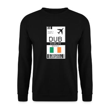 Carte d’embarquement à Dublin, Irlande - Billet DUB - Sweat-shirt Unisexe - noir - Devant - Alina (178cm) & Michal (187cm)