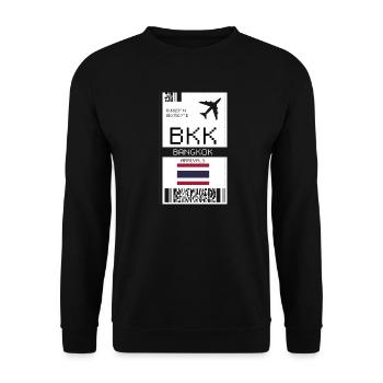 Carte d’embarquement pour Bangkok, Thaïlande - Billet BKK - Sweat-shirt Unisexe - noir - Devant - Alina (178cm) & Michal (187cm)