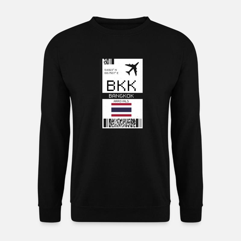 Bangkok, Thailand Bordkarte - BKK Ticket - Unisex Pullover - Schwarz