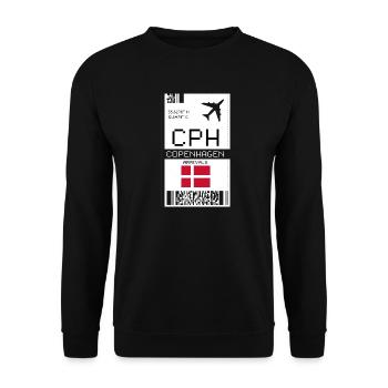 Carte d’embarquement à Copenhague, Danemark - Billet CPH - Sweat-shirt Unisexe - noir - Devant - Alina (178cm) & Michal (187cm)