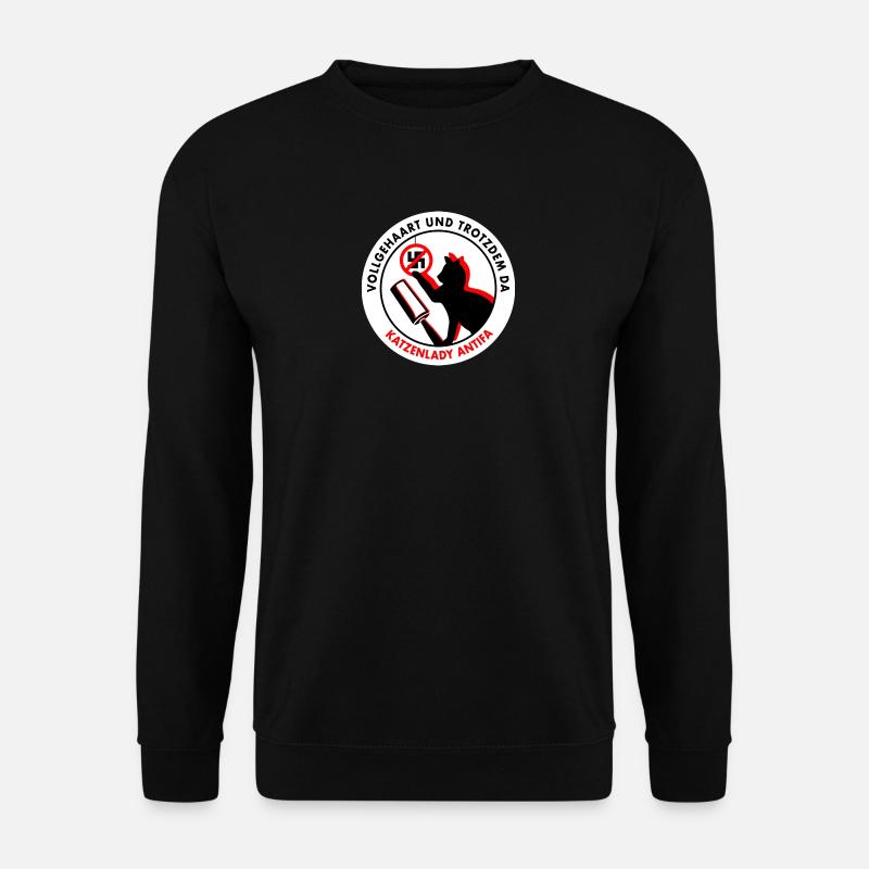 Vollgehaart und trotzdem da: KATZENLADY ANTIFA - Unisex Pullover - Schwarz