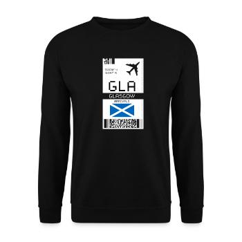 Glasgow, Scotland Boarding Pass - GLA Airport - Unisex Sweatshirt - black - Front - Alina (178cm) & Michal (187cm)