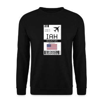Bordkarte für Houston, Texas - IAH Flughafenticket - Unisex Pullover - Schwarz - Vorne - Alina (178cm) & Michal (187cm)