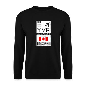 Carte d’embarquement à Vancouver, Canada - Aéroport YVR - Sweat-shirt Unisexe - noir - Devant - Alina (178cm) & Michal (187cm)