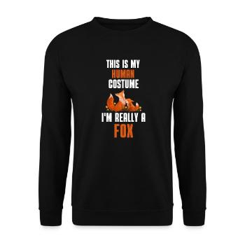Fuchs Kostüm Party Wald Tier Geschenk Fuchs - Unisex Pullover - Schwarz - Vorne - Alina (178cm) & Michal (187cm)