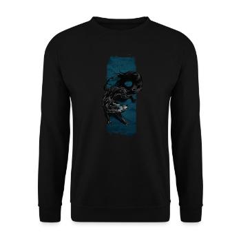 Shadow Sentinel: Mythical Shadow Wolf - Unisex Sweatshirt - black - Front - Alina (178cm) & Michal (187cm)