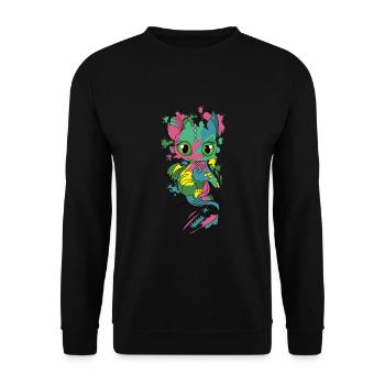 Bunter Baby Drache | Lustiger Drache Bunt - Unisex Pullover - Schwarz - Vorne - Alina (178cm) & Michal (187cm)