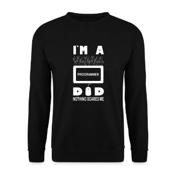 Ich bin ein Programmierer, Vater, nichts macht mir Angst - Unisex Pullover - Schwarz - Vorne - Alina (178cm) & Michal (187cm)
