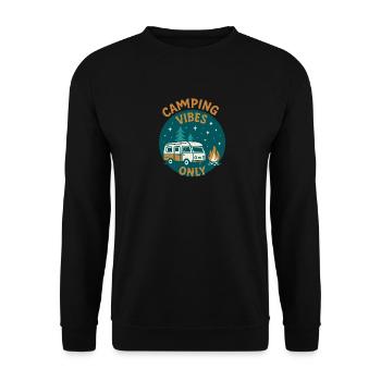 Camping Vibes Only - Freizeit Design - Unisex Pullover - Schwarz - Vorne - Alina (178cm) & Michal (187cm)
