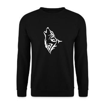 Wolf Tribal Howling - Unisex Sweatshirt - black - Front - Alina (178cm) & Michal (187cm)
