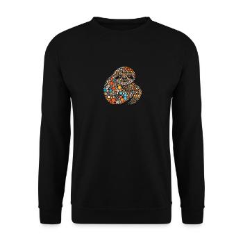 Bunte Punkt-Faultier-Grafik - Unisex Pullover - Schwarz - Vorne - Alina (178cm) & Michal (187cm)